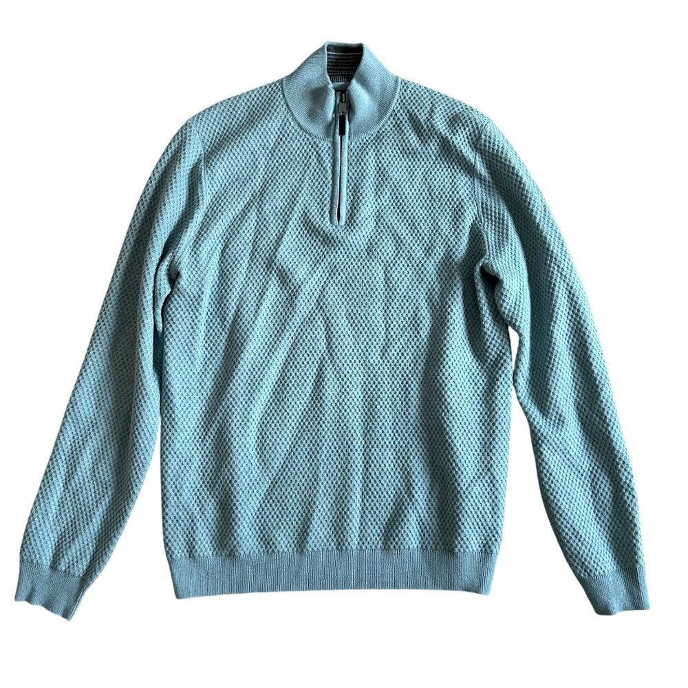 Ted Baker Men's Size 4 Light Blue Textured Half-Zip Sweater